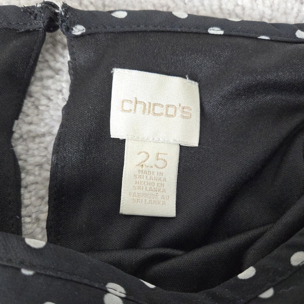 Chico's 2.5 large Black/White Polka Dot Sheer Shift Dress with Lining - Picture 8 of 10